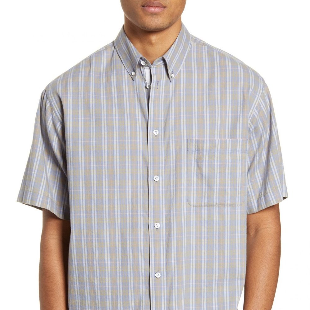 Rag & Bone Mens Fit 2 Slim Button Down Short Sleeve Plaid Shirt Size XXL